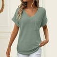 thumbnail image 2 of Womens Waffles Knit Tops 2025 Spring Summer V Neck Cap Sleeve Shirts Lightweight Casual Sweater Ribbed Knit Pullover Tee Shirt Striped T-Shirt Mint Green M, 2 of 8