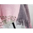 thumbnail image 4 of Styles I Love Womens Color Block Fringe Tassel Poncho Sweater Pullover Cardian Wrap Topper for All Seasons (Pink/Purple), 4 of 6