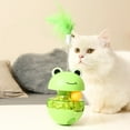 thumbnail image 4 of AUHomi Cat Treat Dispenser Toy, Pet Slow Feeder Puzzle Ball, Cat Turntable, Cat Track Ball Toy, Frog Tumbler Cat Treat Toy, and Automatic Slow Feeder Ball for Cat and Kitten Training (Frog Feathers), 4 of 7