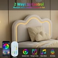 thumbnail image 4 of Twin Upholstered Bed Frame with Adjustable Headboard & Smart LED, Velvet Princess Platform Bed Frame, Wooden Slats Support, No Box Spring Needed, Easy Assembly, 4 of 7