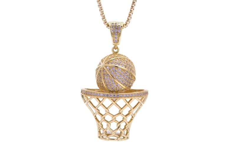 Sterling Silver Basketball Hoop and Net 