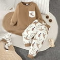 thumbnail image 2 of Zshosam Toddler Clothes for Boys Winter Boys 2 Pieces Set Long Sleeve Tops + Pants Outfits Boys Clothes Set,Coffee 0-6 Months, 2 of 9