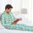 thumbnail image 4 of Salouo Doggy In Bubble Bath Print Button-Front Long Sleeve Pajama Set for Men, Soft 2Pjs Men's Long Sleeve Sleepwear -Small, 4 of 7