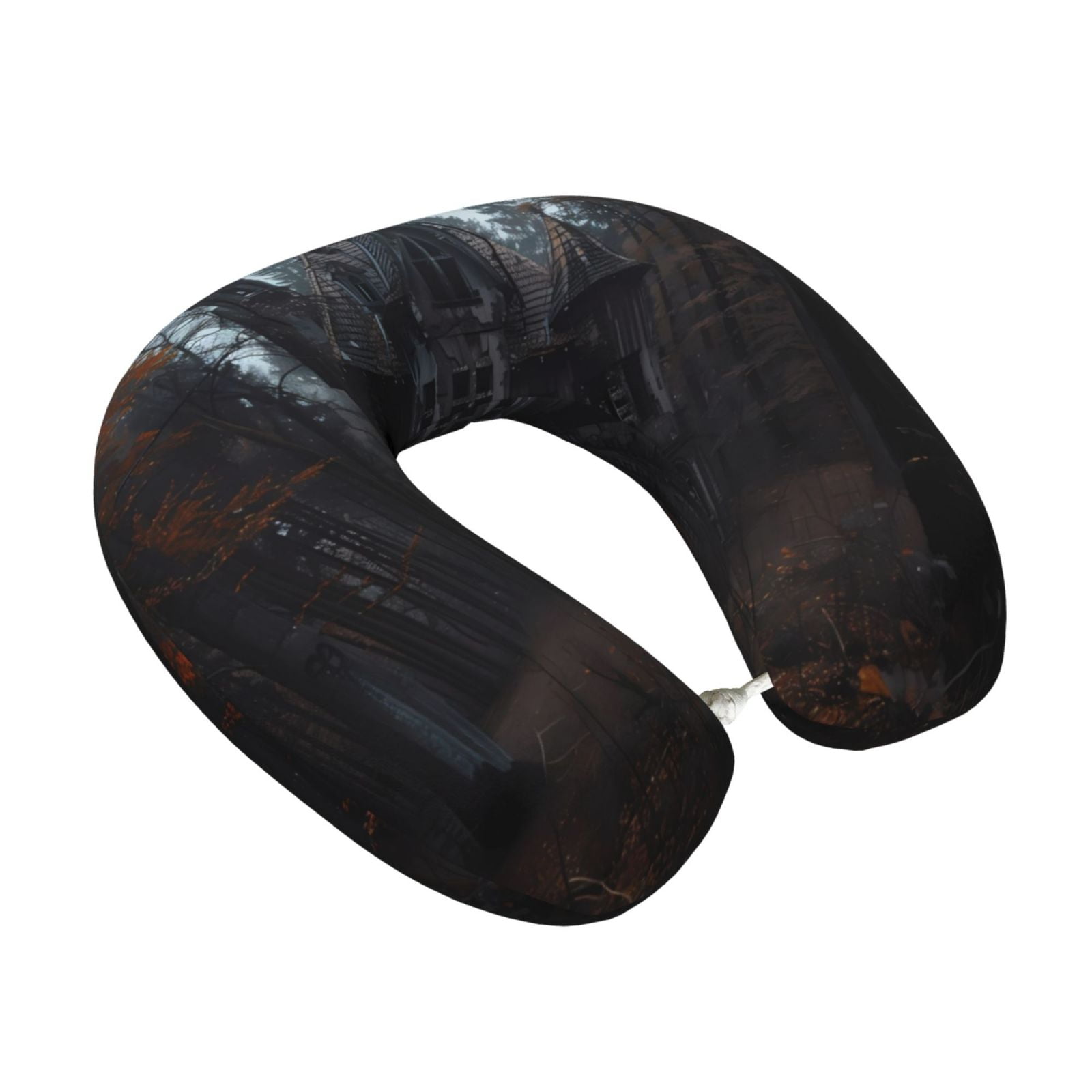 Xecao Gloomy Mansion Forest Scene Print Memory Foam Cervical Neck Pillow Versatile U-Shaped Pillows for Home,Office,Camping,Travelling,Soft Washable Cover