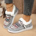 thumbnail image 2 of Willtoo Women's Plush Lined Slip On Shoes, Ethnic Pattern Warm Casual Loafers, Comfortable Non-Slip Winter Footwear, 2 of 6