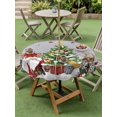 thumbnail image 3 of Outdoor Tablecloth with Umbrella Hole and Zipper, Grey Christmas Round Table Cloth 60 Inch Waterproof Tablecloth, Gnomes Xmas Tree Snowflake Winter Gifts Picnic Table Cover for Patio Camping, 3 of 7