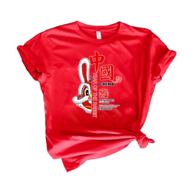 Playera de Algodón Gibobby Año Chino de Conejo Rojo 2-3 Años