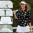 thumbnail image 6 of Uorisanigo Colorful Dog Paws Women's 3/4 Sleeve Athletic Golf Shirts Fashionable Comfortable Women's Dry-Fit Golf Polo Shirts Relaxed Tennis Tops Comfortable Outing Wear Size XL, 6 of 7