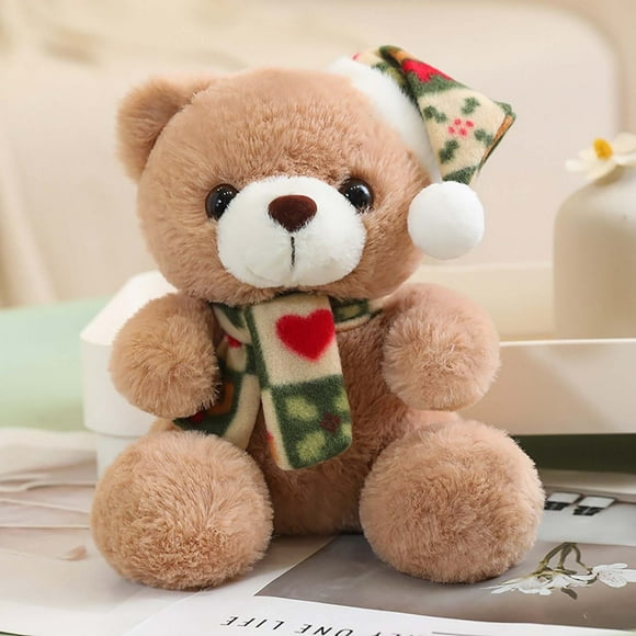 Christmas Gift Scarf Cute Bear Doll Toy Christmas Hat Bear Doll Cloth Doll