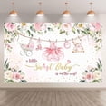 thumbnail image 2 of Pink Baby Shower Backdrop for Girls A Little Sweet Baby is On The Way Photography Background Pink Watercolor Floral Roses Dress Baby Shower Party Decorations Banner Supplies Photo Booth Props, 2 of 5
