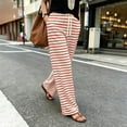 thumbnail image 4 of Kvture Women's Striped Wide Leg Yoga Pants High Waist Loose Fit Sweatpants Baggy Drawstring Casual Lounge Flared Joggers Red Pant L, 4 of 5