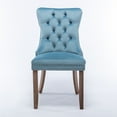 thumbnail image 4 of High-end Tufted Upholstered Dining Chair Set of 2, Classic Velvet Dining Chairs with Pull and Solid Wood Legs, Modern Dining Room Chairs for Dining Room (Light Blue), 4 of 8