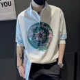 thumbnail image 5 of Camisas de hombre con gráficos coloridos, camisas de media manga para hombre, tallas grandes, frescas, informales, de verano, en oferta, Trendyol, normal, con cuello, de diseñador, regular, 5 of 5