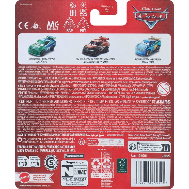 ミニカー DISNEY MOTORS Diecast mini cars Set of 3 Disney Pixar Cars Mini Racers 3-Pack Metal Vehicles, For