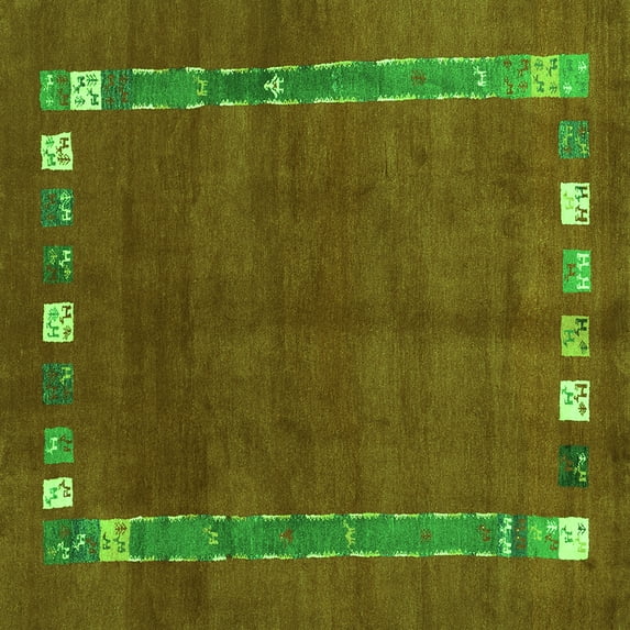 Ahgly Company Indoor Square Abstract Green Contemporary Area Rugs, 3' Square