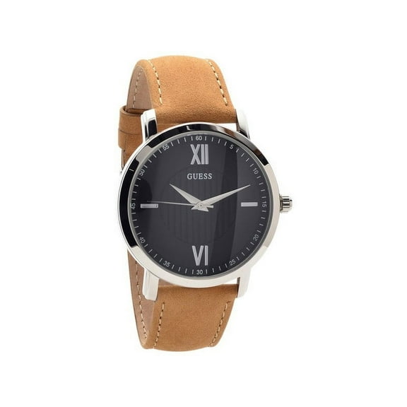 W0793G1 Quartz Men's Brown Leather Bracelet With Black Analog Dial NWT