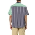 thumbnail image 3 of INSPIRE CHIC Men's Shirts Short Sleeve Summer Cotton Patchwork Button Down Shirts L Navy Green, 3 of 5