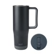 thumbnail image 2 of BUILT Cascade 40 oz Stainless Steel Tumbler Water Bottle with Flip Top Straw and Handle, Black, 2 of 11