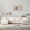 thumbnail image 3 of 136" Chenille Modular Sectional Sofa with 31'' Deep and Wide Seat, U Shaped Cloud Couch Set with Double Cushions, Oversized 6 Seat Sofa with Movable Ottomans, for Living Room, Apartment, Cream, 3 of 9