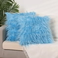 thumbnail image 2 of Unique Bargains Faux Fluffy Zipper Closure Cushion Covers Throw Pillow Covers (2 Count) Light Blue 18" x 18", 2 of 6