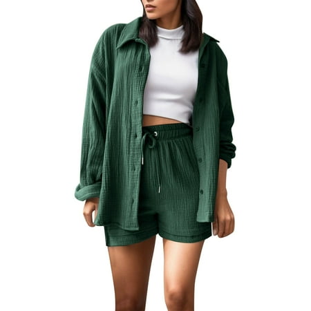 Fashion Set Womens Shorts Set Bathing Suit Cup Size Long Sleeve Shirt Suit Shorts plus Size Swim Wear Two Piece Set Basic Shirt Top And Shorts Set Tech Swim Suits Halter Top Swimming