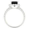 thumbnail image 4 of 3.84ct emerald cut black natural onyx 18k white gold halo Bridal Wedding Engagement Promise Anniversary Ring for Women size 9.5, 4 of 7