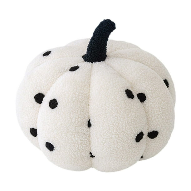 Almohada de calabaza de peluche, juguete decorativo fácil de limpiar, almohada de peluche mullida Blanco y negro