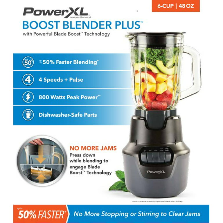 Karu Godkendelse afslappet PowerXL™ Boost Blender Plus™ 4 Speed, 800 Watts, 48-oz Glass Jar, Black -  Walmart.com