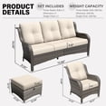 thumbnail image 6 of Meetleisure 6 Piece Wicker Patio Furniture Set, Rattan Chairs with 3-Seater Sofa, Ottomans, High Back, Deep Seating, Wide Armrest, Thick Cushions for Deck Porch, Beige, 6 of 9