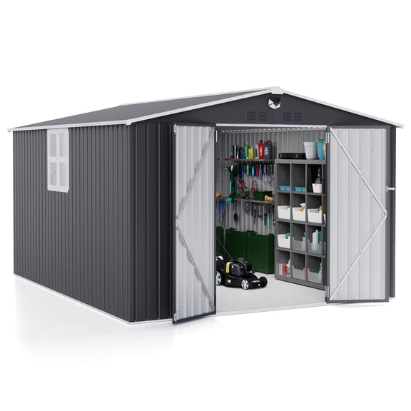 10 ft. W x 12 ft. D Metal Storage Tool Shed, Outdoor Shed with Window & Air Vents