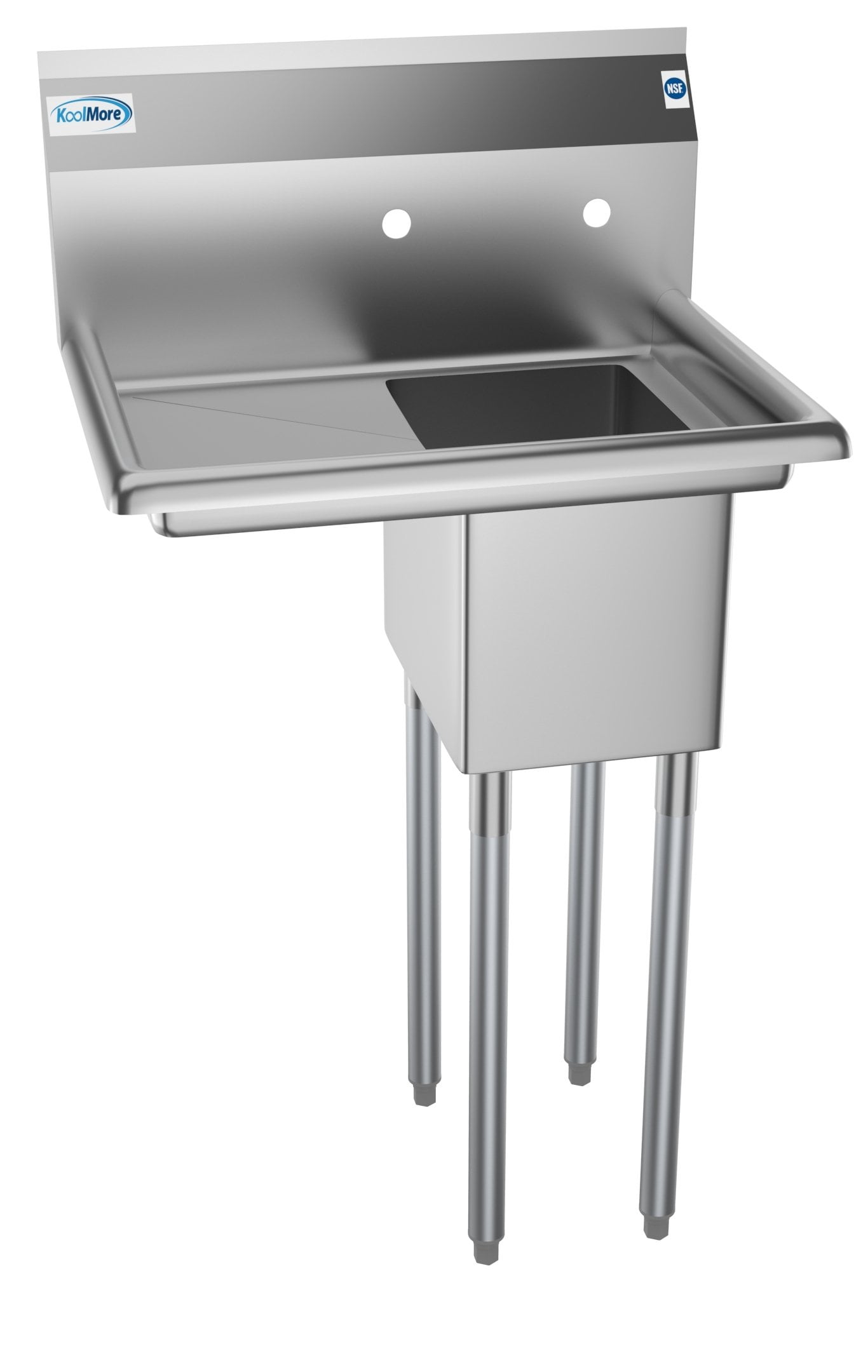 1 Compartment 25" Stainless Steel Commercial Kitchen Prep & Utility Sink with Drainboard - Bowl Size 10" x 14" x 10"