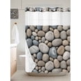 thumbnail image 6 of No Hook Shower Curtain with Snap in Liner, Abstract Natural Grey Cobblestone Waterproof Bath Curtain Double Layers with See Through Top Window, Modern Grey Pebble Stone Hotel Shower Curtains 60x72in, 6 of 9