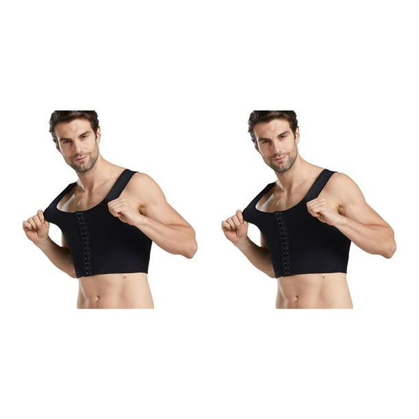 Yuarrent Chalecos con forma de pecho para hombre, Control masculino, ginecomastia de mama, postura de apoyo ajustable, compresión, No.1 2Conjunto