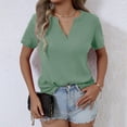 thumbnail image 5 of AherBiu Business Casual Tops for Women Notch V Neck Stretch Comfy Shirts Short Sleeve Summer Blouse, 5 of 8