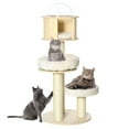 thumbnail image 1 of PawHut 55" Cat Tree, Wood Cat Tower for Indoor Cats with Scratching Post, Condo Bed, Natural, 1 of 8