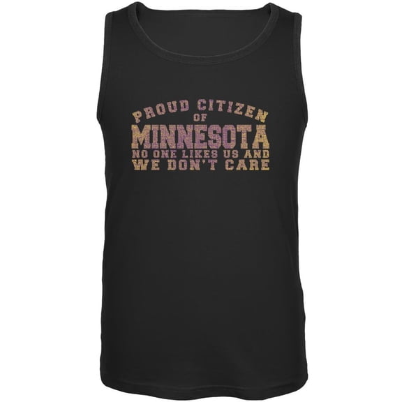 Proud No One Likes Minnesota Black Adult Tank Top - Large
