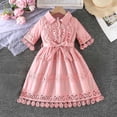 thumbnail image 2 of Girls' Dresses Fashion Crewneck Lace Princess Dresses Cute Half Sleeve Party Dress Kids Clothes Girls Size 2-8, 2 of 7