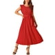 thumbnail image 1 of Vestido midi casual para mujer INSPIRE CHIC con volantes, sin mangas, cuello redondo, plisado, fluido y con cinturón en rojo, 1 of 5