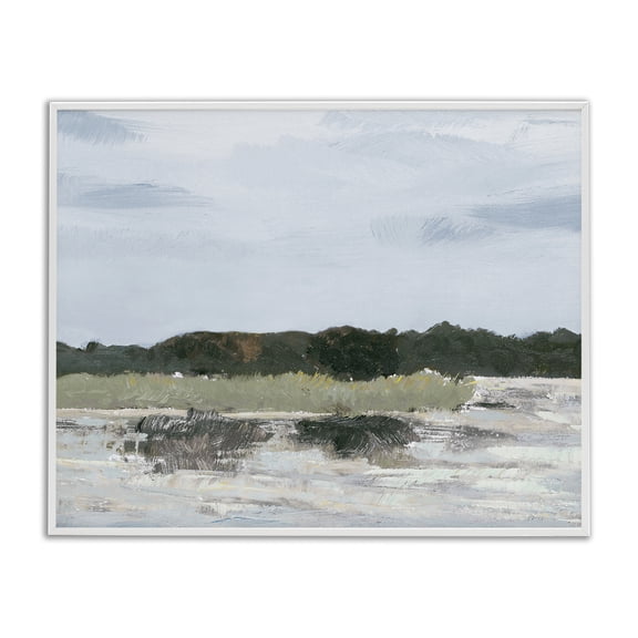 Stupell Industries Coastal Coastal Vast Hills Landscape White Framed Giclee Art, 14 x 11, by Jenny Green