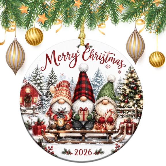 KuphiL10C Gnome Christmas Ornament 2026, Merry Christmas Ornaments, Ceramic Christmas Ornaments for Family, Christmas Gifts, Christmas Home Decor