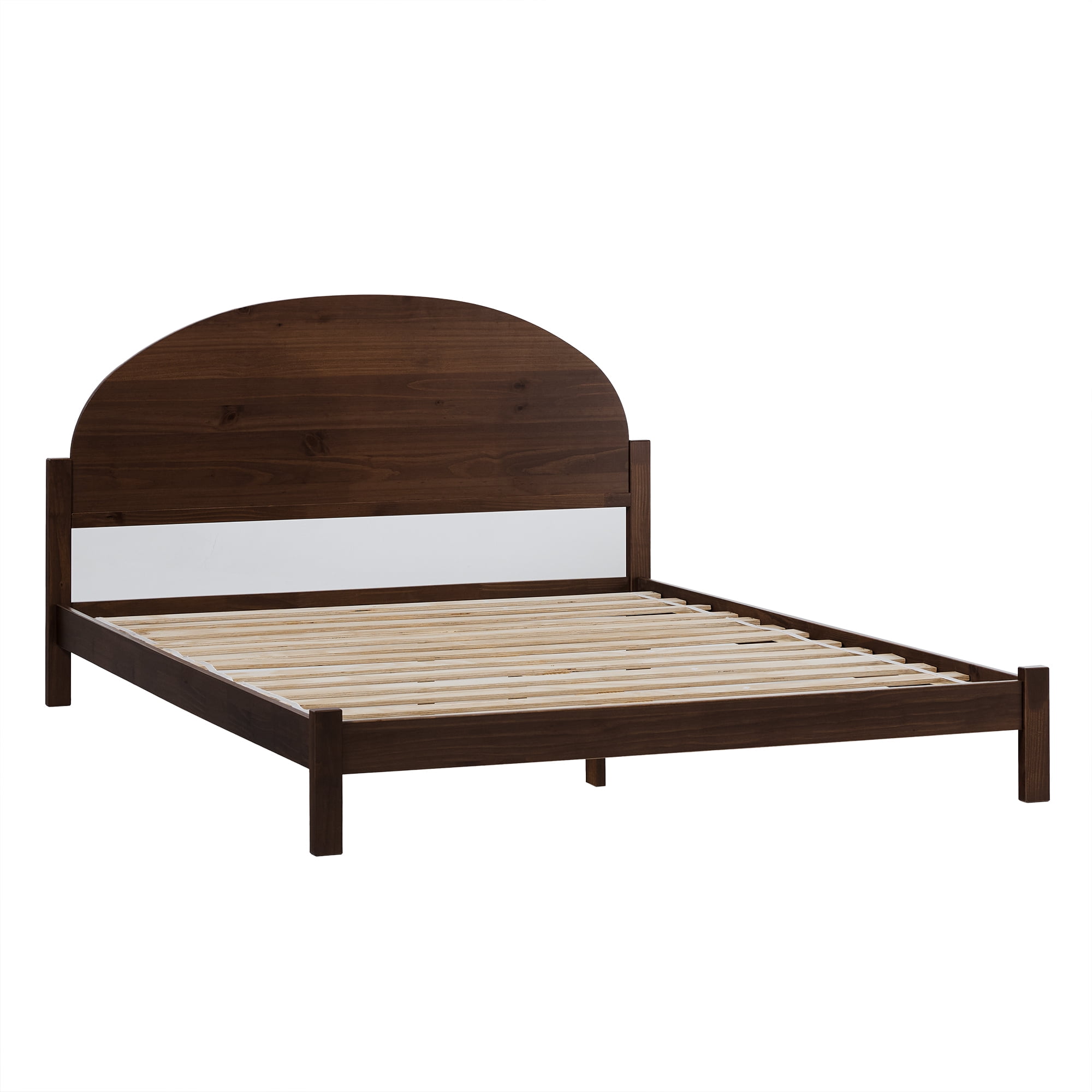 Walker Edison Modern Boho Solid Wood Queen Bed, Dark Brown