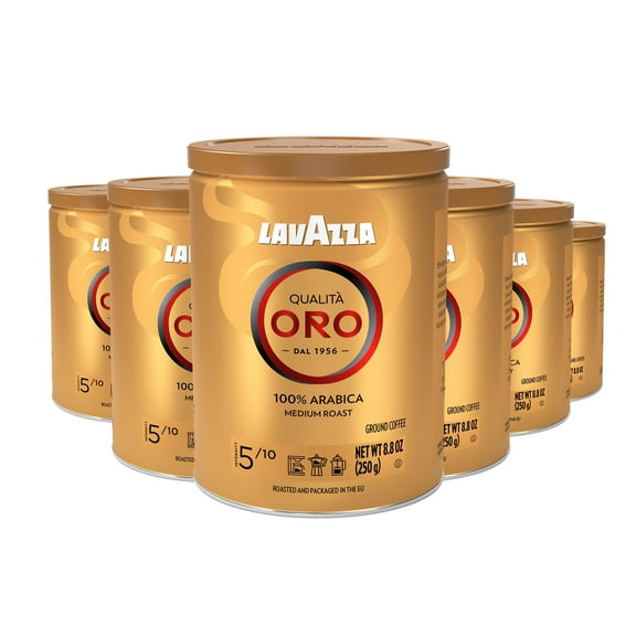 Lavazza Qualità Oro Ground Coffee, Medium Roast, 100% Arabica, 8.8 oz Tin (Pack of 6)