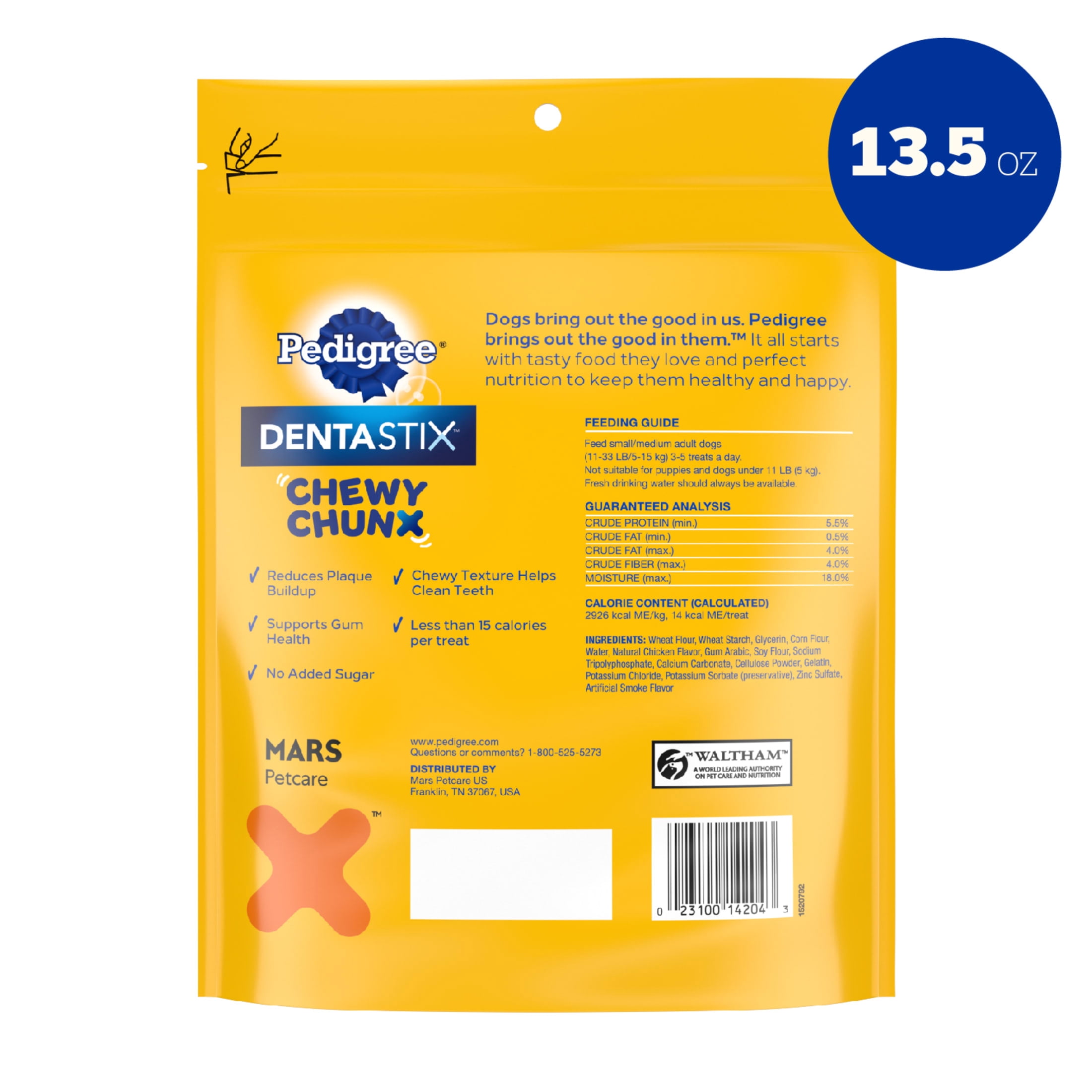 Pedigree Dentastix Chewy Chunx Dog Treats, Chicken Flavor, Small & Medium, 13.5 oz Bag