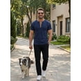 thumbnail image 4 of Mens Henley Shirts Short Sleeve Cotton Blend Slim Fit T-Shirts Breathable Moisture Wicking Athletic Casual Workout Tee, 4 of 9