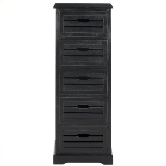 Safavieh Sarina Pine 5 Drawer Cabinet in Black