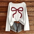 thumbnail image 2 of Tiweut Women Bow Sweater Casual Crew Neck Long Sleeve Pullover Sweaters y2k Lightweight Knitted Jumper Tops Winter Clothing,White,2XL, 2 of 3