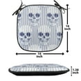 thumbnail image 5 of Skull Chair Seating Cushion Set of 12, Skulls and Geometric Shapes with Vertical Stripes Optical Effects Illustration, Seat Pads with Anti-slip Backing, 16"x16", Navy Blue White, by Ambesonne, 5 of 7