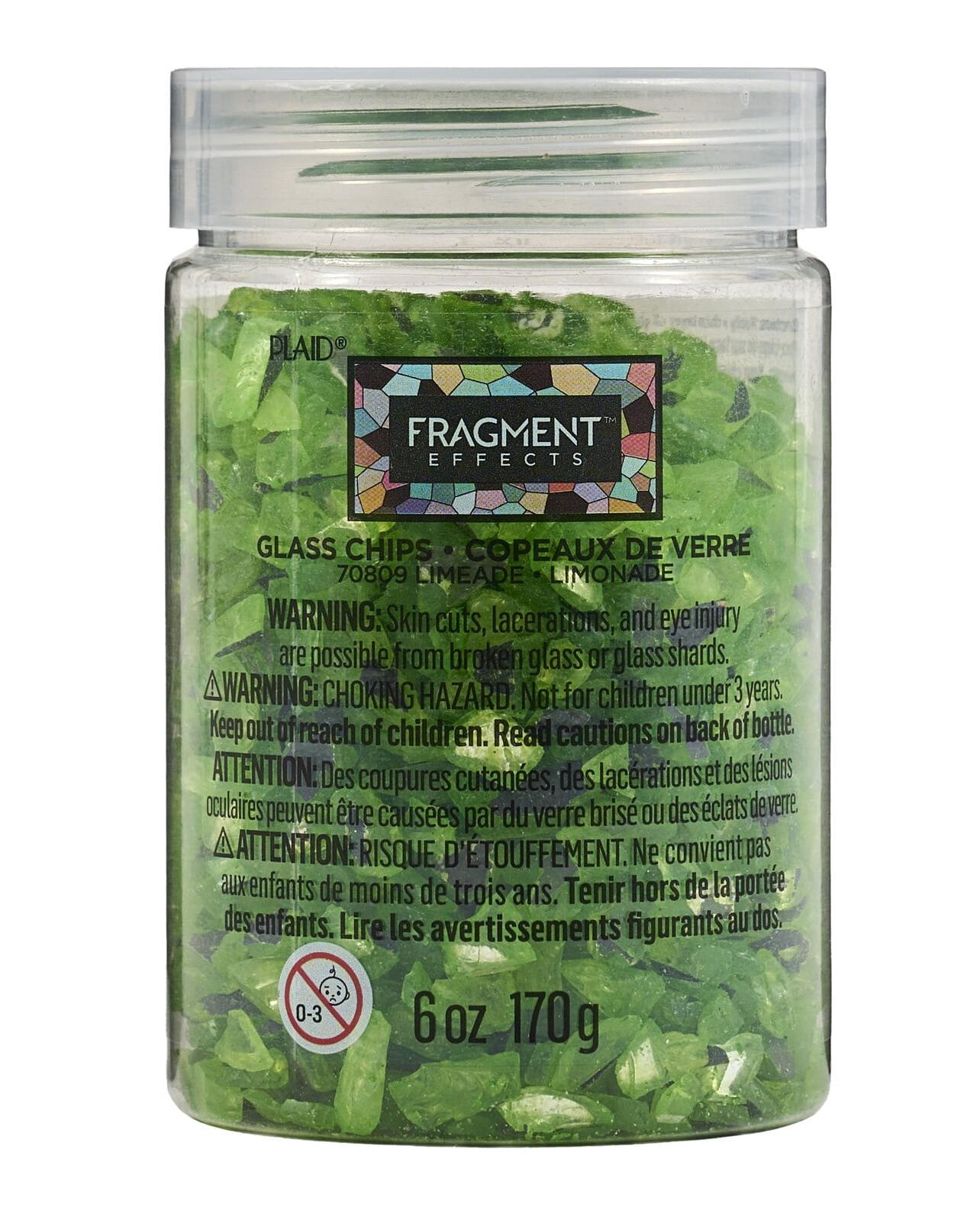 (3 pack) Plaid Fragment Effects Glass Chips, Limeade, 6 oz