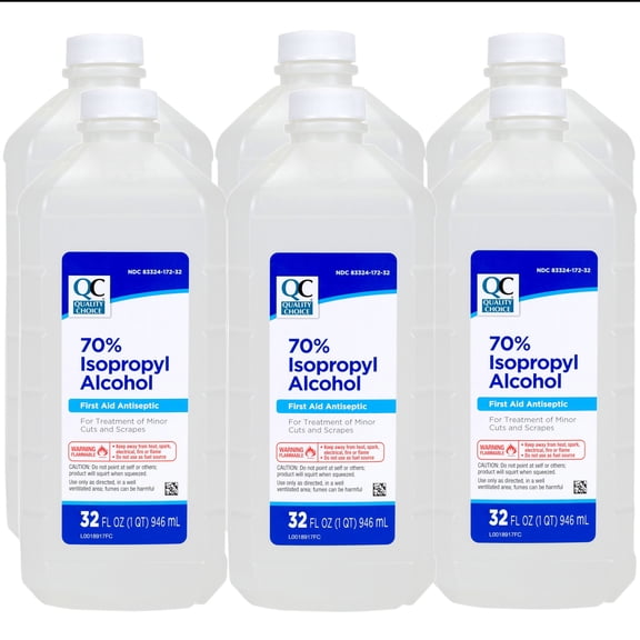 Quality Choice 70% Isopropyl Alcohol First Aid Antiseptic, 32 FL OZ - 6 Pack