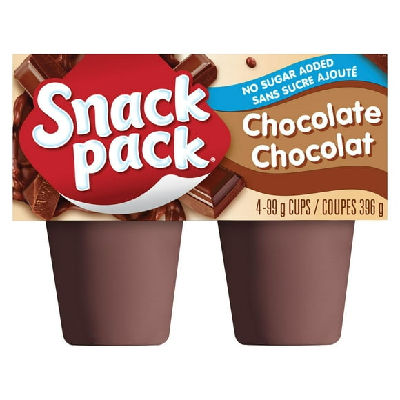 Snack Pack® No Sugar Added Chocolate Pudding Cups, 4 Cups, 396 g